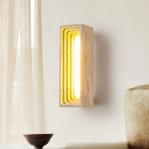 yellow travertine sculptural led wall sconce 3