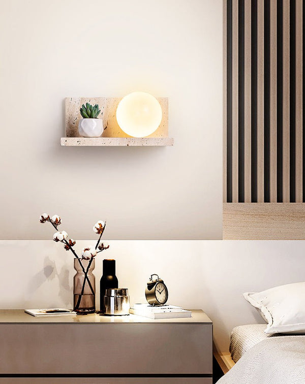 yellow travertine shelf wall sconce