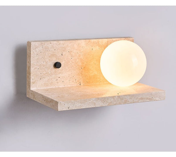 yellow travertine shelf wall sconce