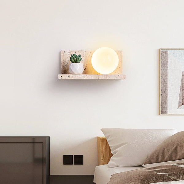 yellow travertine shelf wall sconce
