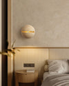 yellow travertine sphere iron wall lamp