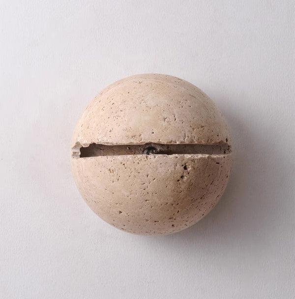 yellow travertine sphere iron wall lamp