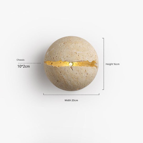yellow travertine sphere iron wall lamp