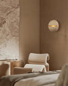 yellow travertine sphere iron wall lamp
