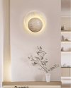 yellow travertine sphere led wall sconce