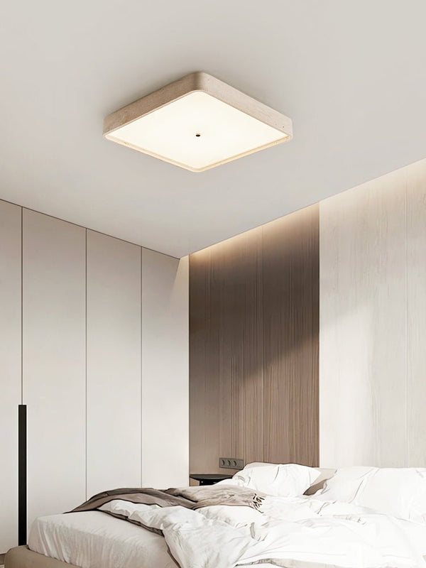yellow travertine square led flush mount ceiling light