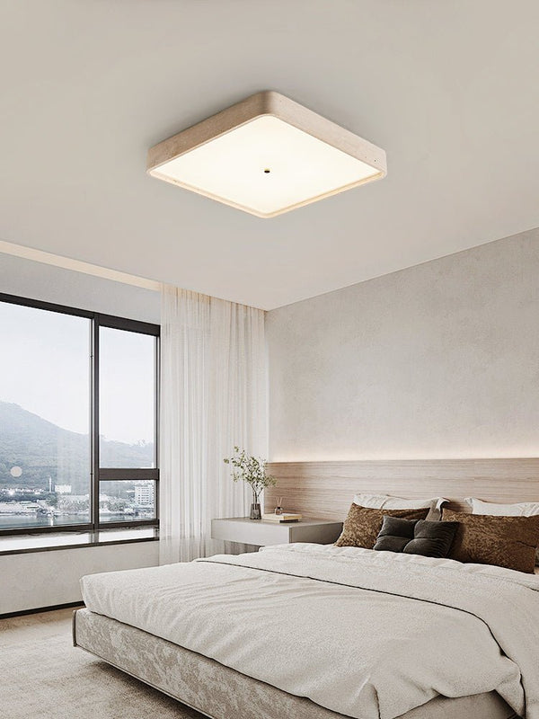 yellow travertine square led flush mount ceiling light