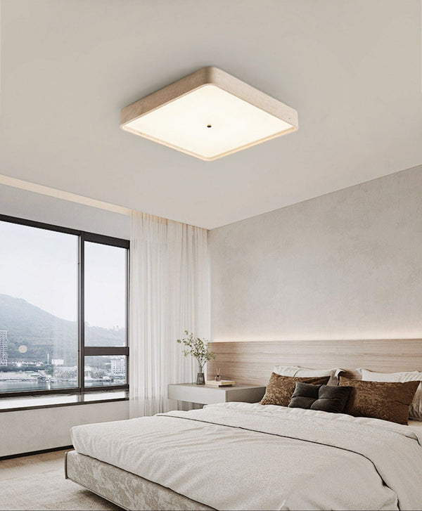 yellow travertine square led flush mount ceiling light