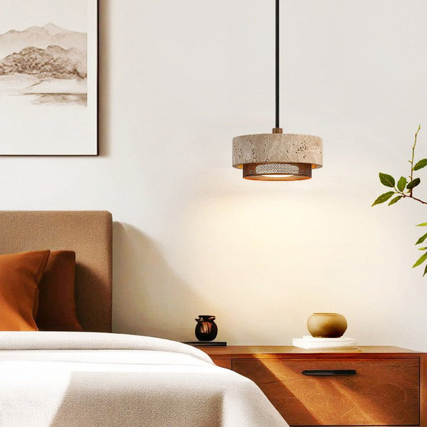 yellow travertine stone pendant light 2