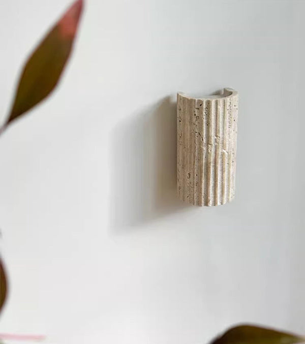 yellow travertine striped cylinder wall lamp