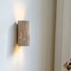 yellow travertine striped cylinder wall lamp