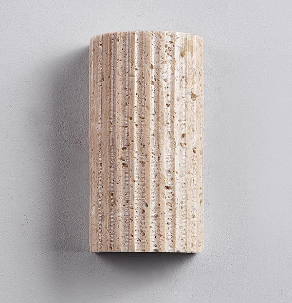 yellow travertine striped cylinder wall lamp