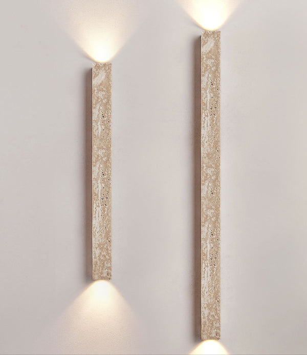 yellow travertine vertical wall sconce