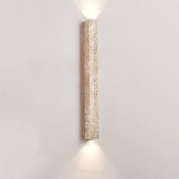 yellow travertine vertical wall sconce