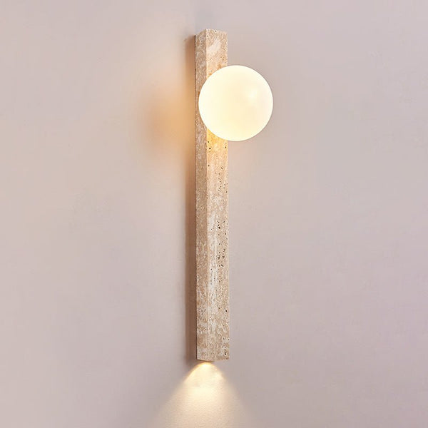 yellow travertine vertical wall sconce