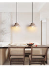 yellow travertine walnut bead dome pendant light