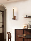 yellow travertine walnut candle wall sconce