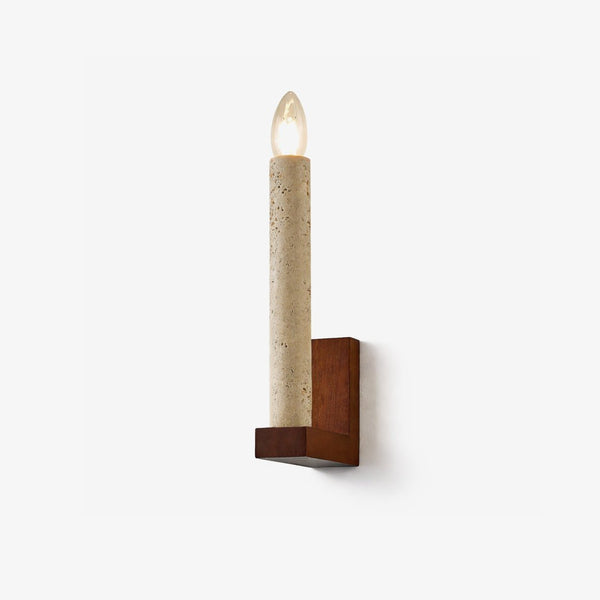 yellow travertine walnut candle wall sconce