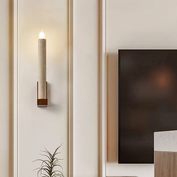 yellow travertine walnut candle wall sconce