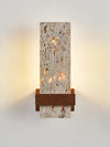 yellow travertine walnut cylinder wall sconce