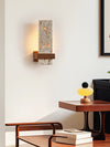 yellow travertine walnut cylinder wall sconce