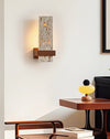 yellow travertine walnut cylinder wall sconce