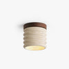 yellow travertine walnut drum flush mount ceiling light