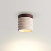 yellow travertine walnut drum flush mount ceiling light