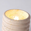 yellow travertine walnut drum flush mount ceiling light