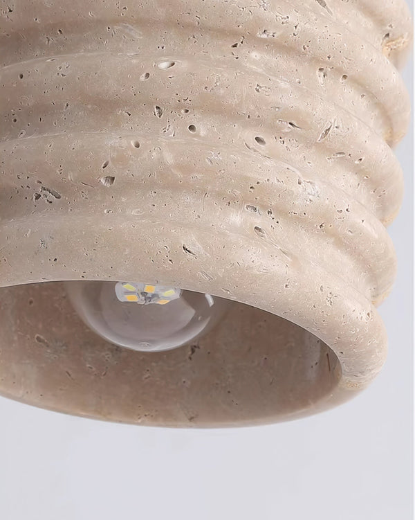 yellow travertine walnut drum flush mount ceiling light