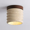 yellow travertine walnut drum flush mount ceiling light