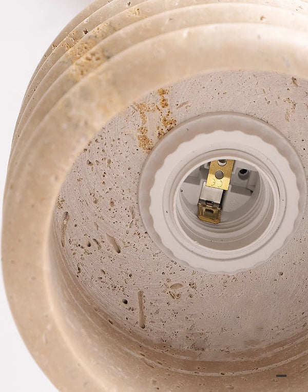 yellow travertine walnut drum flush mount ceiling light