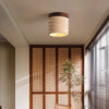 yellow travertine walnut drum flush mount ceiling light