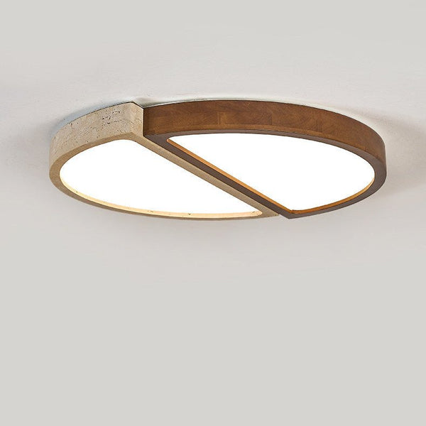 yellow travertine walnut flush mount ceiling light 2