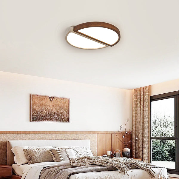 yellow travertine walnut flush mount ceiling light 2