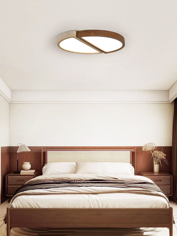 yellow travertine walnut flush mount ceiling light 2