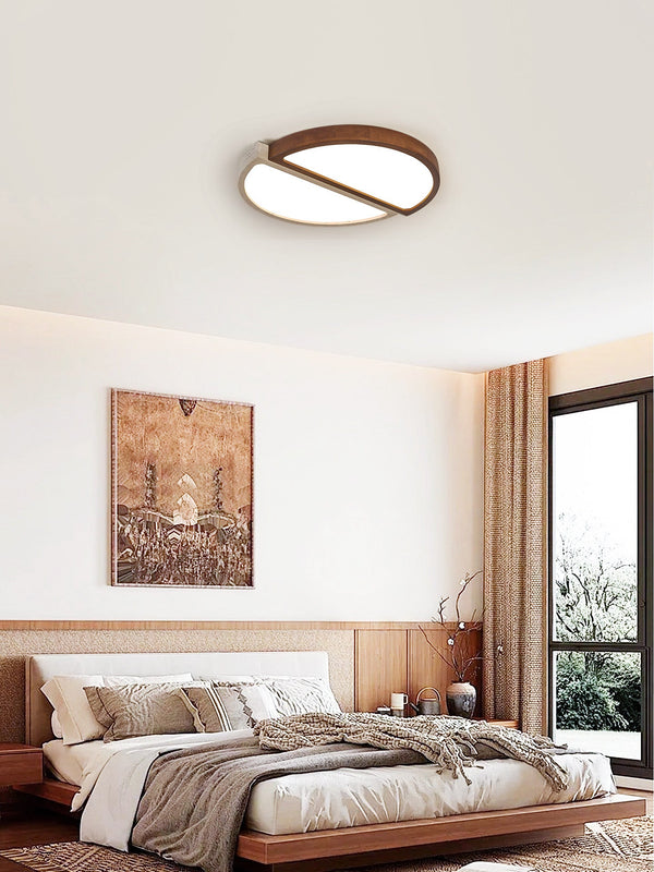 yellow travertine walnut flush mount ceiling light 2
