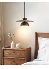 yellow travertine walnut glass dome pendant light
