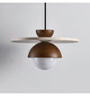 yellow travertine walnut glass dome pendant light