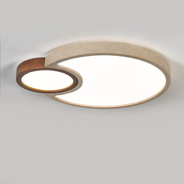yellow travertine walnut led flush mount ceiling light 2