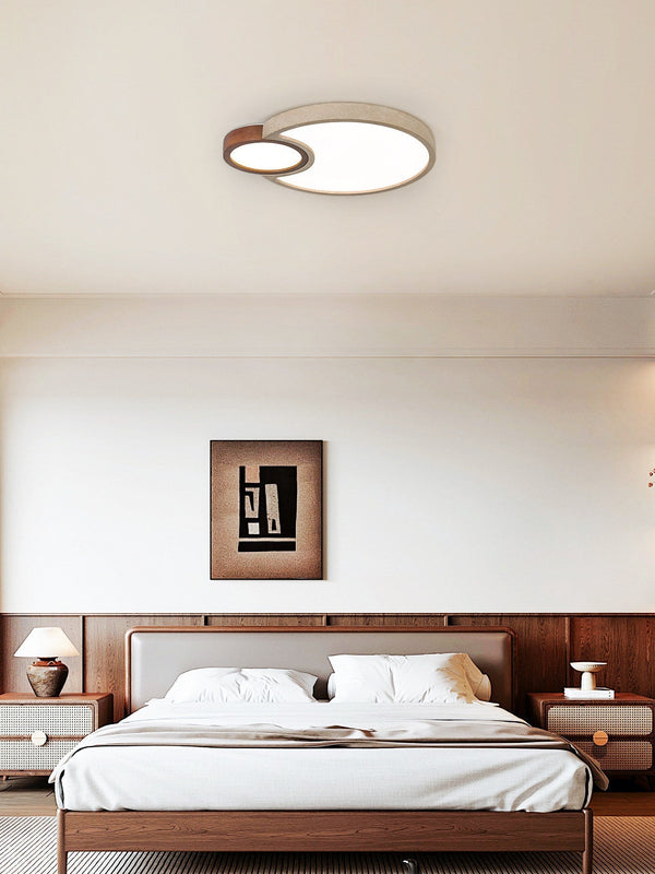 yellow travertine walnut led flush mount ceiling light 2