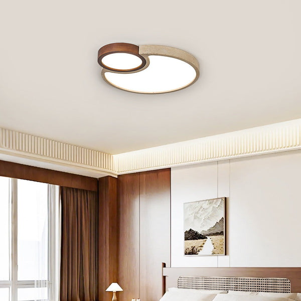 yellow travertine walnut led flush mount ceiling light 2