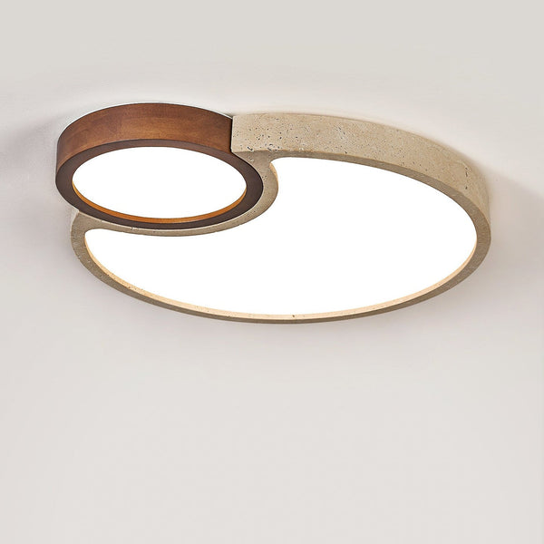 yellow travertine walnut led flush mount ceiling light 2