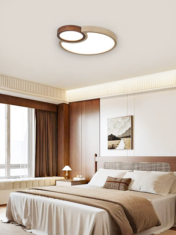 yellow travertine walnut led flush mount ceiling light 2