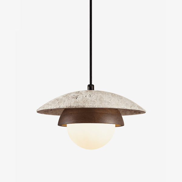 yellow travertine walnut pendant light 3