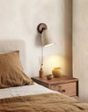 yellow travertine walnut pivoting wall sconce