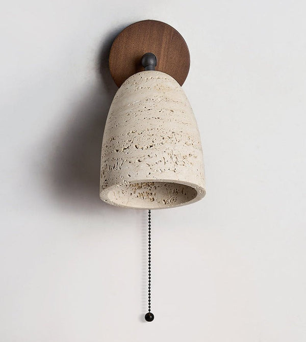 yellow travertine walnut pivoting wall sconce