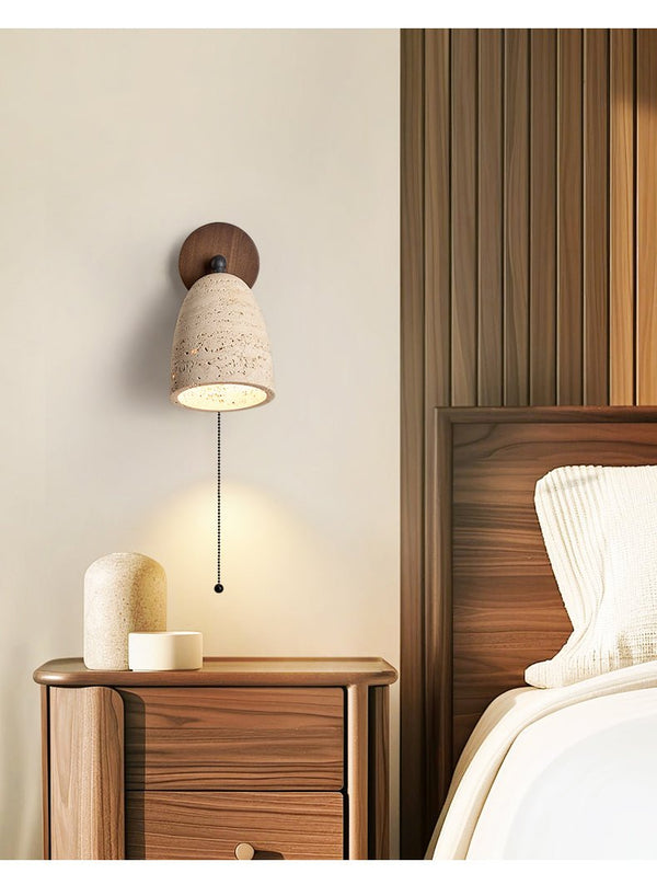 yellow travertine walnut pivoting wall sconce