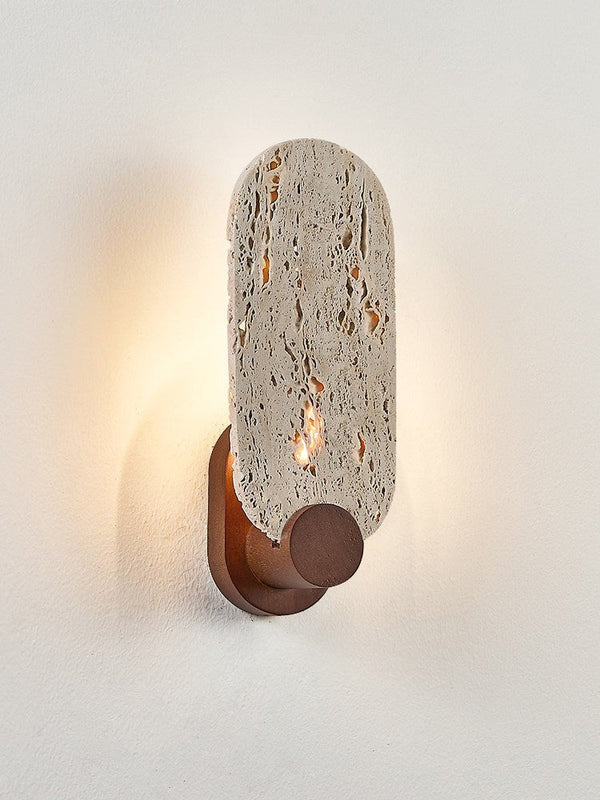yellow travertine walnut wall sconce 10