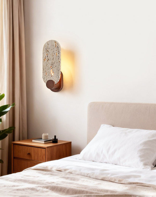 yellow travertine walnut wall sconce 10